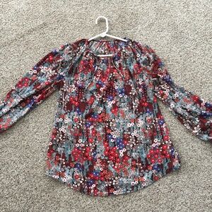 Floral, shirt-tail, blouse